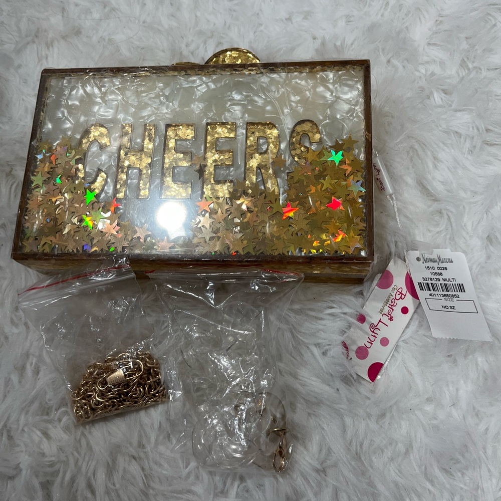 Bari Lynn Cheers Acrylic Box Clutch Bag
